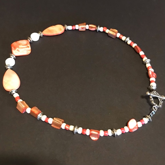 New Handmade Child’s Jewelry Set- Necklace, Bracelet & Earrings, Coral / Ivory - Picture 7 of 7